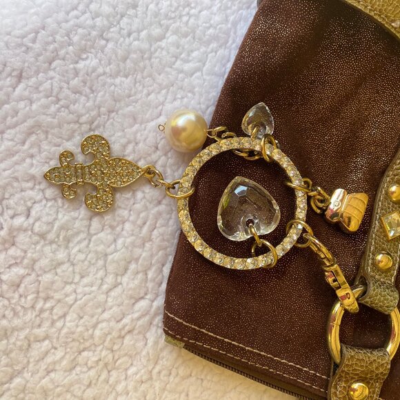 Kathy Van Zeeland Brown Bronze Embellished Large Shoulder Tote - Picture 12 of 16